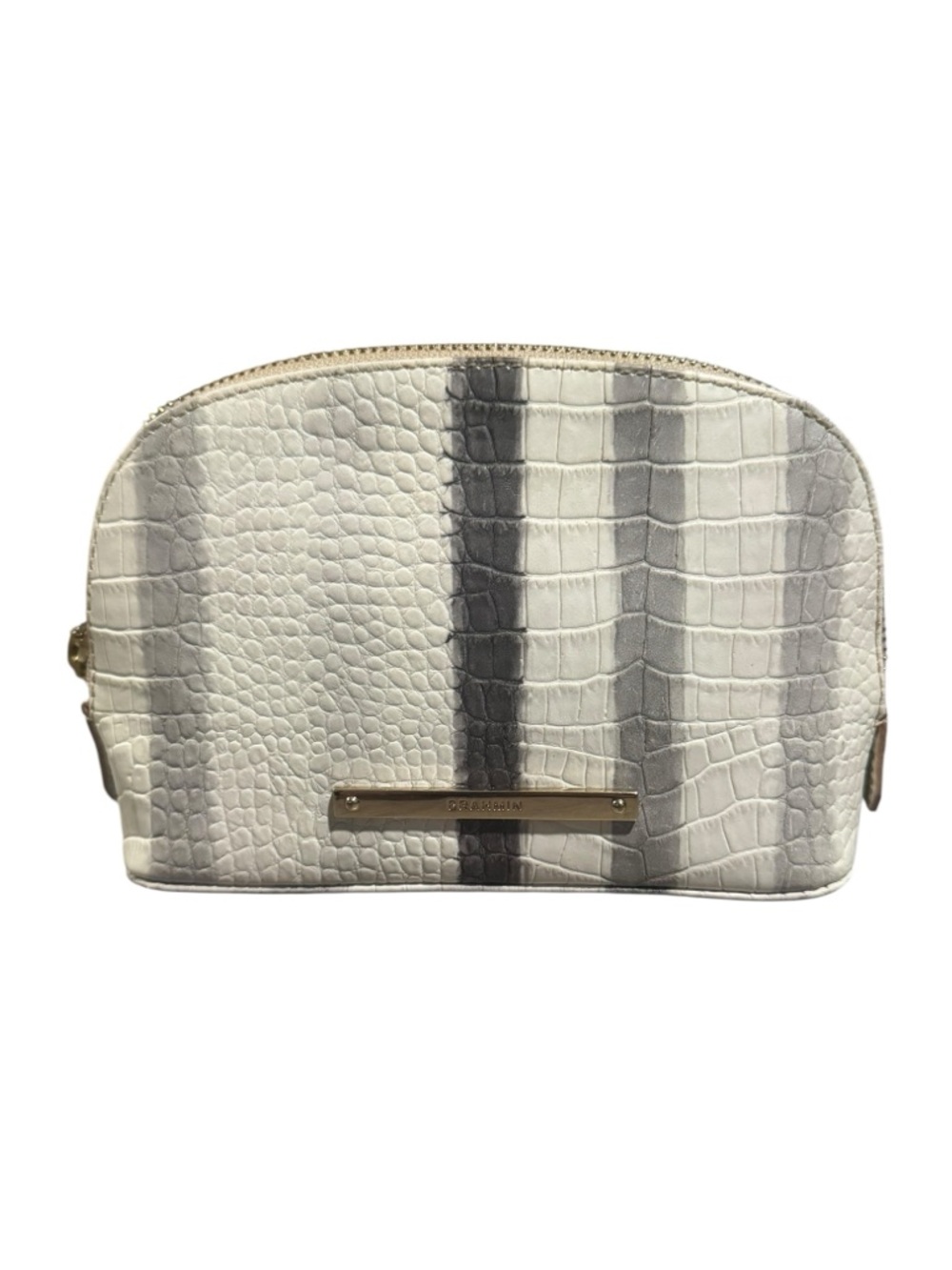Brahmin Croc-Embossed Cosmetic Pouch with Stripes